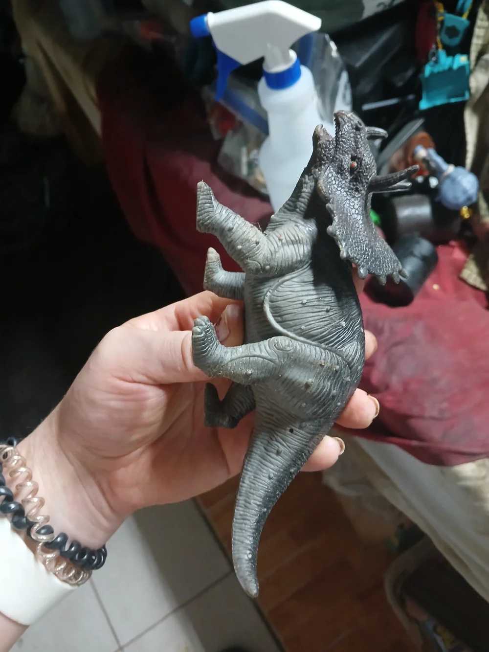 Gray Triceratops Action Figure Dinosaur Toy - Realistic Playset Piece